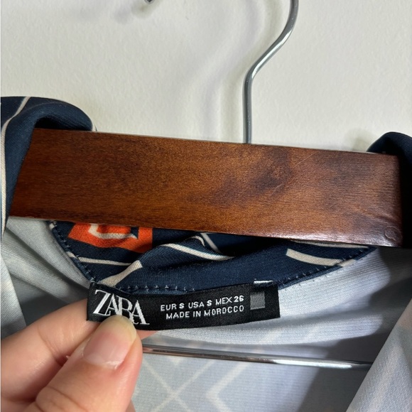 Zara mini long sleeve dress in color blue and orange size S - Picture 4 of 5